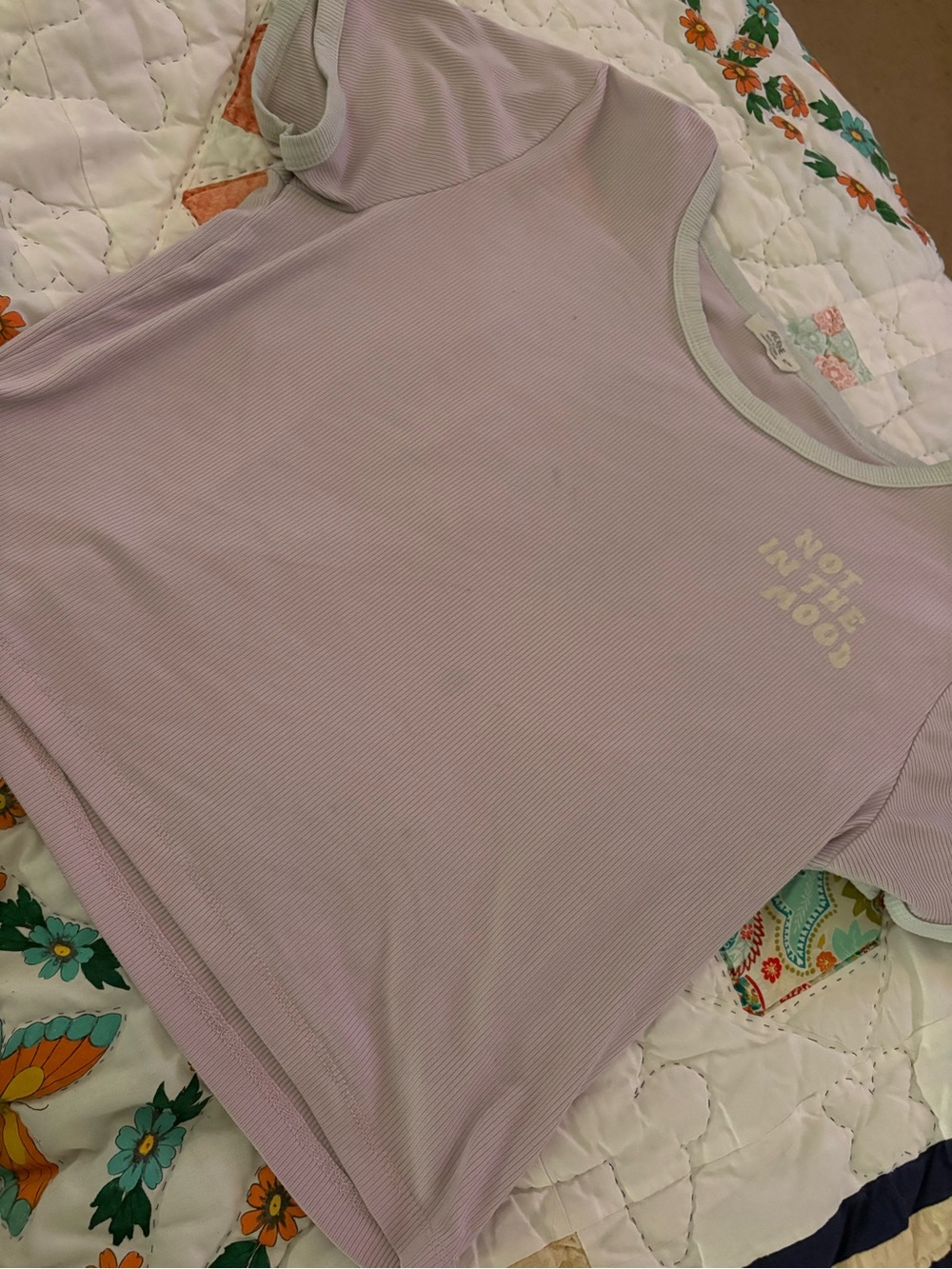 Girls' Lilac Graphic Ringer Tee